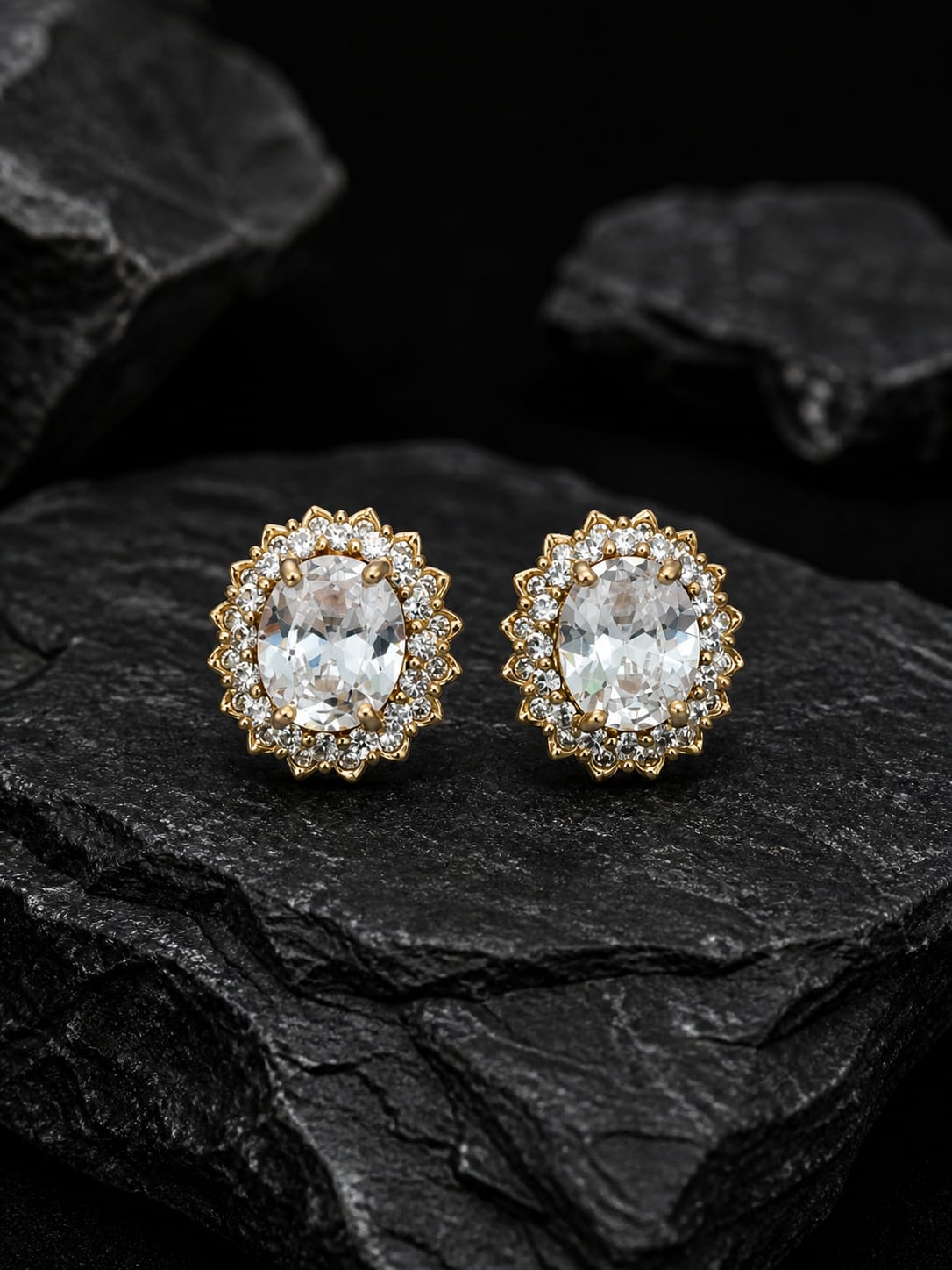 CZ Sonata Stud Earrings for Women | KRIVANSH