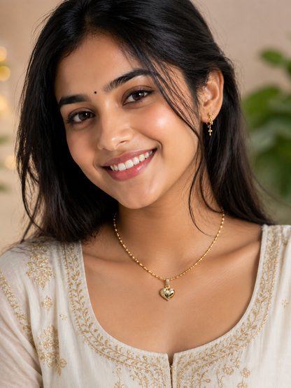 Short Length Heart Pendant Necklace | 1Gm Gold Plated Brass | Jewellery for Women | KRIVANSH