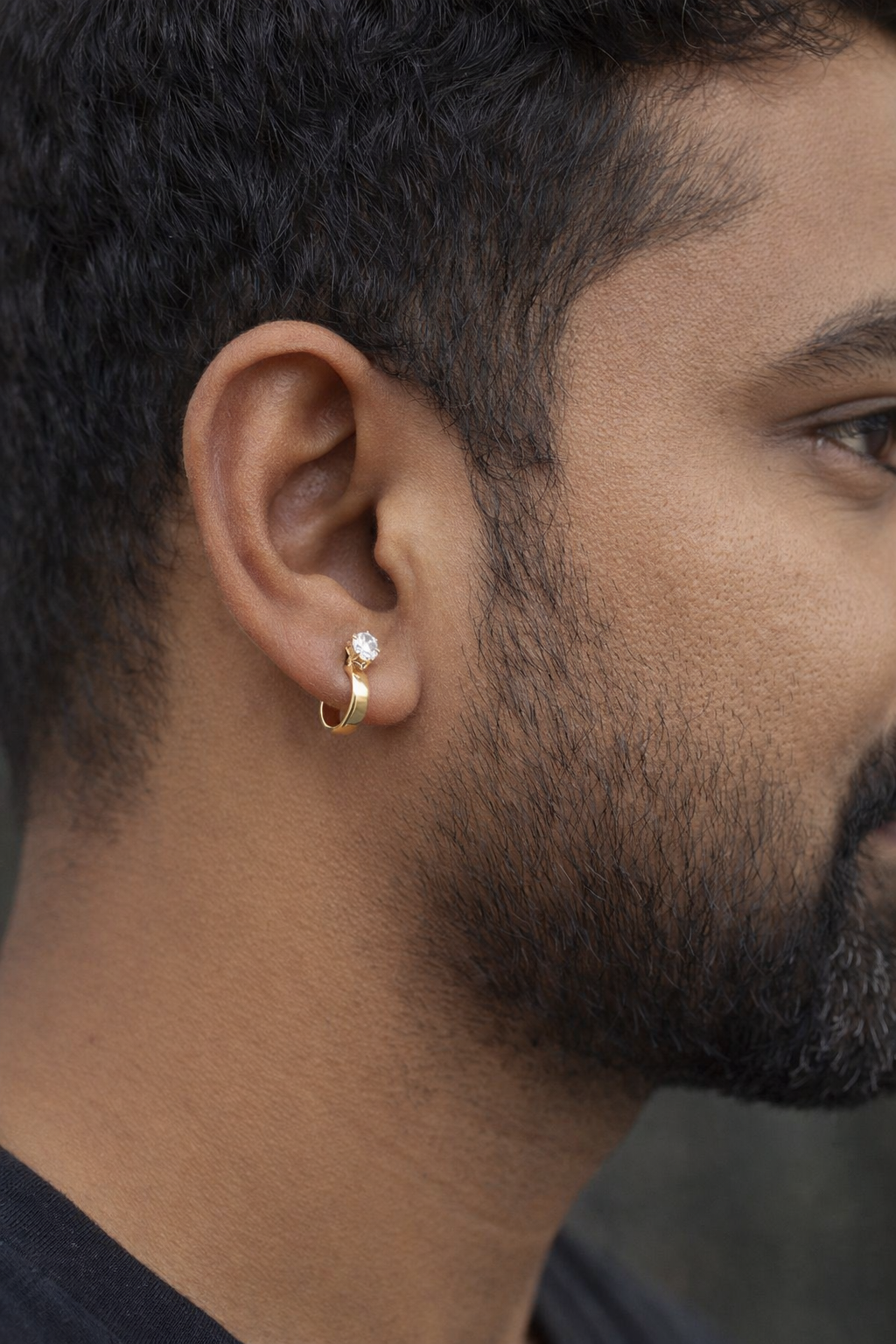 AD Stone Gold Plated Earrings for Men – American Diamond Studs | KRIVANSH