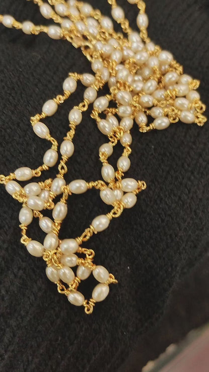 Handcrafted Long Rice Pearl Necklace | KRIVANSH